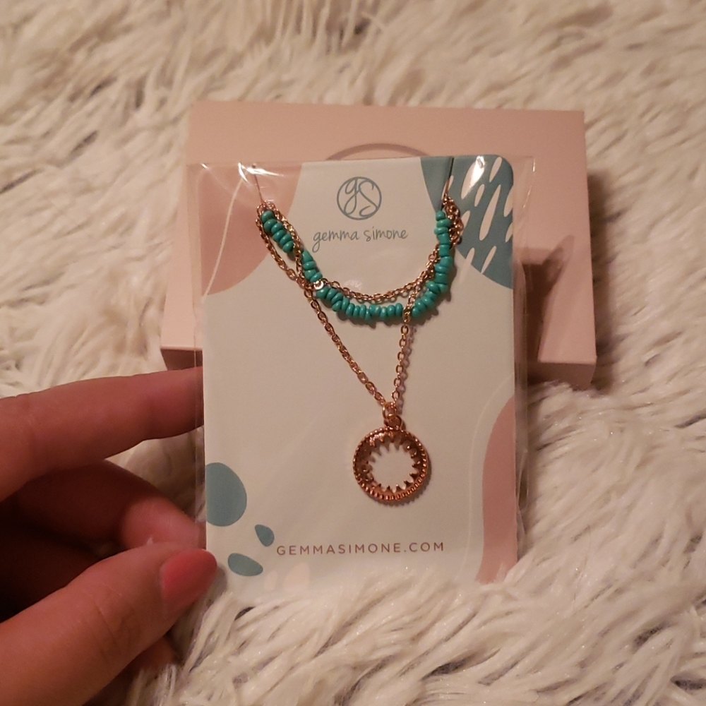 Aqua beaded lariat